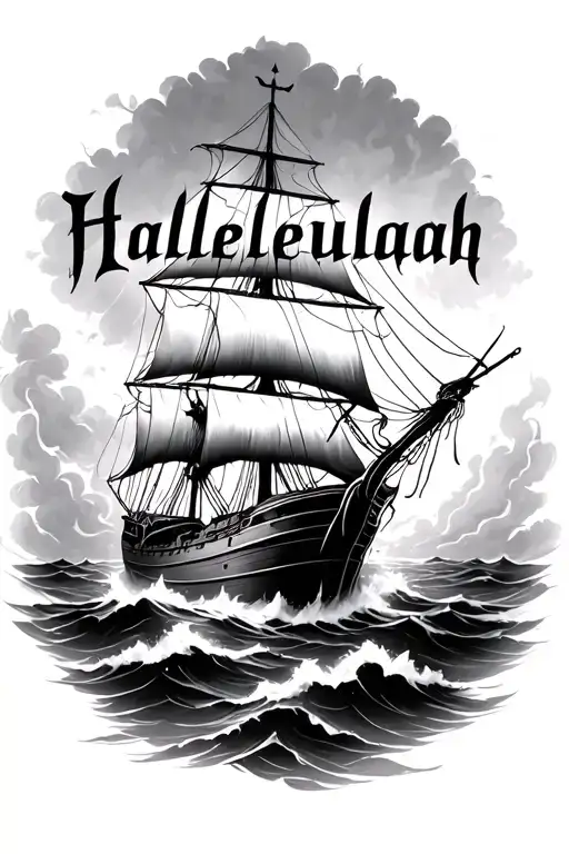"Hallelujah" storm tossed torn sail hallelujah  tattoo design idea