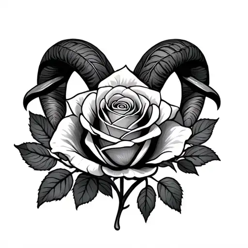 Aries, polyamory, diamond, rose tattoo design idea