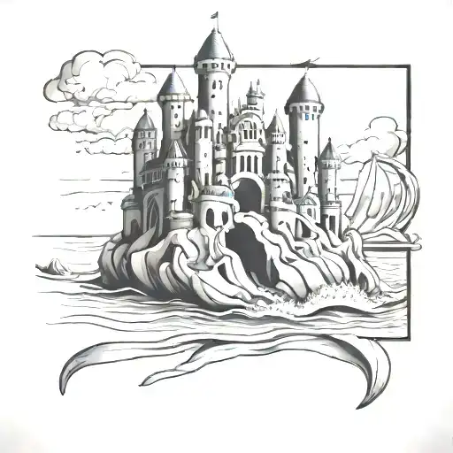 Panel building sandcastles tattoo design idea