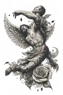Icarus falling with rose petals falling beside him tattoo design idea