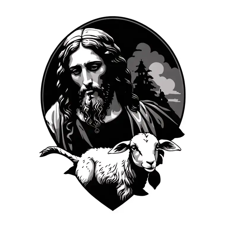 Jesus and the lamb  tattoo design idea