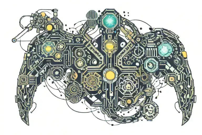 lung and joystick intertwined tattoo design idea