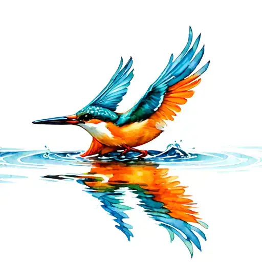 kingfisher diving into water tattoo design idea