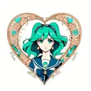 sailor neptune surrounded by a heart shape tattoo design idea