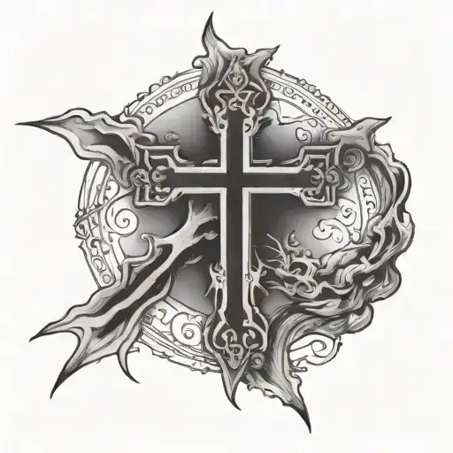 12:58 above a black cross tattoo design idea