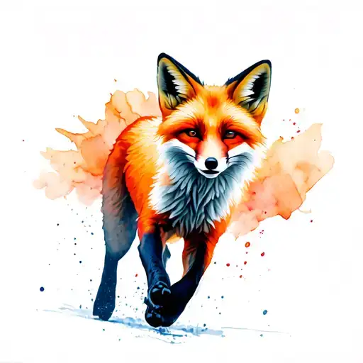 silhouette of a red fox running tattoo design idea