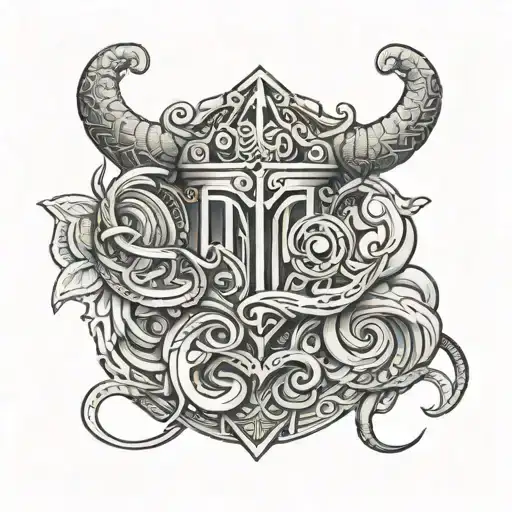 create arm sleeve tattoo with these elements Λίαμ, Σαμάνθα, Σασάνκ - Family, Viking culture, Love, respect, Virgo, Leo tattoo design idea