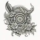 create arm sleeve tattoo with these elements Λίαμ, Σαμάνθα, Σασάνκ - Family, Viking culture, Love, respect, Virgo, Leo tattoo design idea