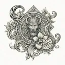 create arm sleeve tattoo with these elements Λίαμ, Σαμάνθα, Σασάνκ - Family, Viking culture, Love, respect, Virgo, Leo tattoo design idea