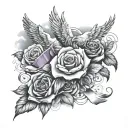 clouds background, rose and dove, ribbon wrap around forearm saying God will Provide. forearm sleeve  tattoo design idea