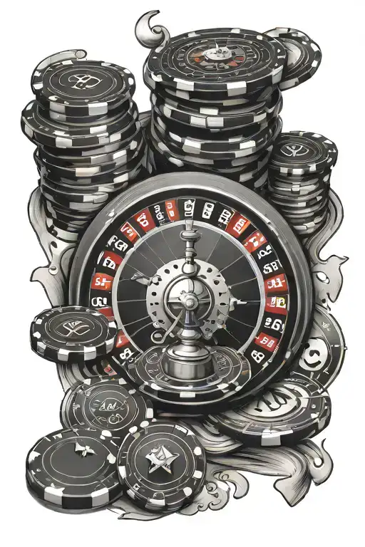 half sleeve gambling roulette  poker chips  tattoo design idea