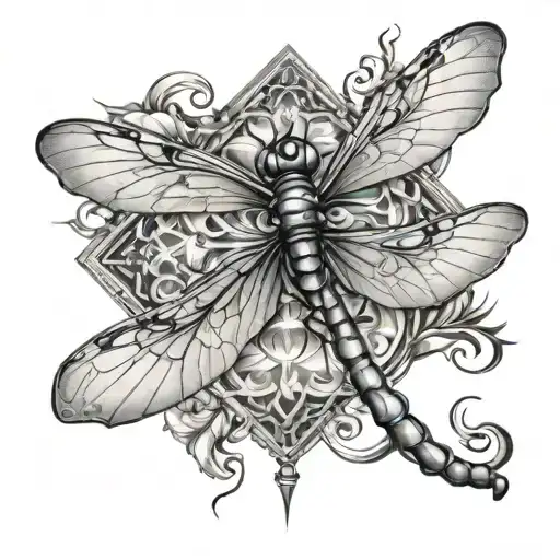 dragon fly metatron's cube tattoo design idea