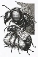 An ant savagely eats a cicada tattoo design idea
