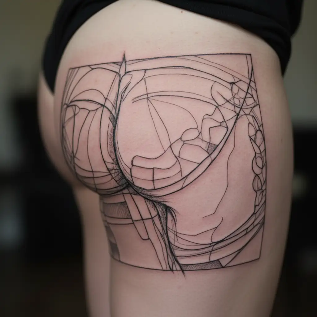 woman's ass in black panties and in an erotic pose tattoo design idea