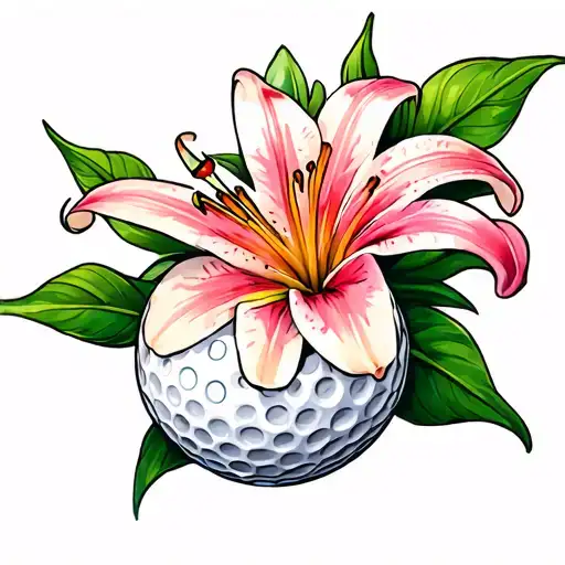 golf ball lilly flower tattoo design idea