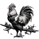 battleship and rooster tattoo design idea