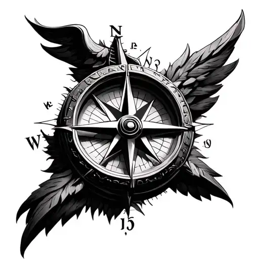 A refined, smaller version of a highly detailed and artistic tattoo design featuring a 3D compass with intricate details tattoo design idea