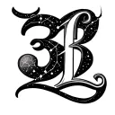 3 april 2001 in roman numerals with aries constellation and letter L initial  tattoo design idea