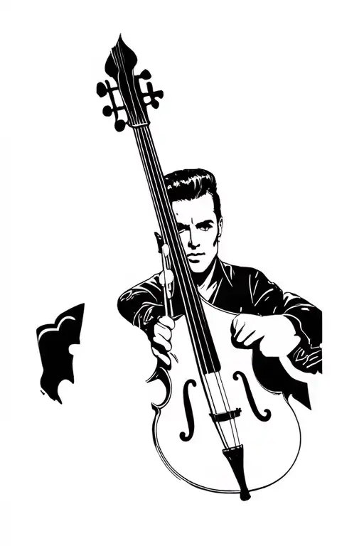 Rockabilly-guy slapping his contrabass tattoo design idea
