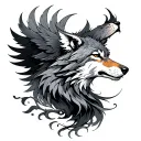 Phoenix And Wolf tattoo design idea