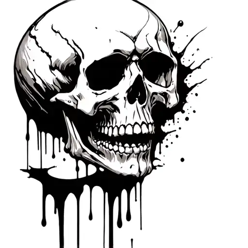 crying skull with blood dripping tattoo design idea