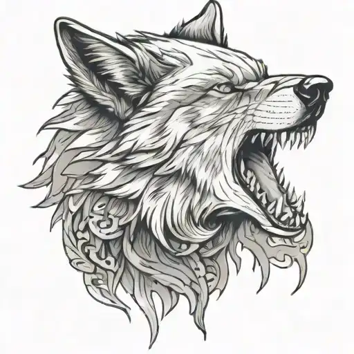 wolf head tattoo design idea