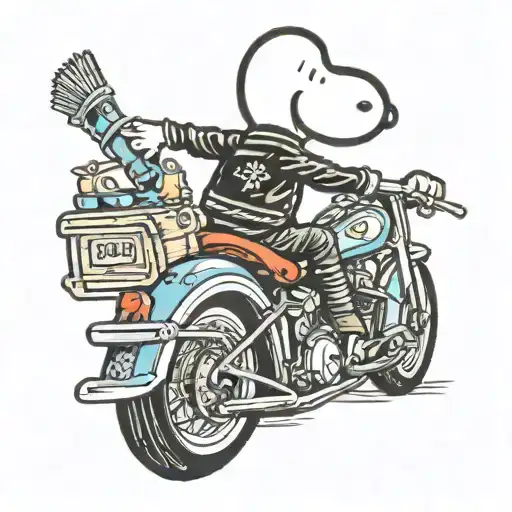 Snoopy on a chopper motorcycle tattoo design idea