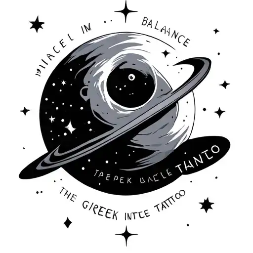 minimalist Little Dipper with the Greek word balance integrated into tattoo design idea