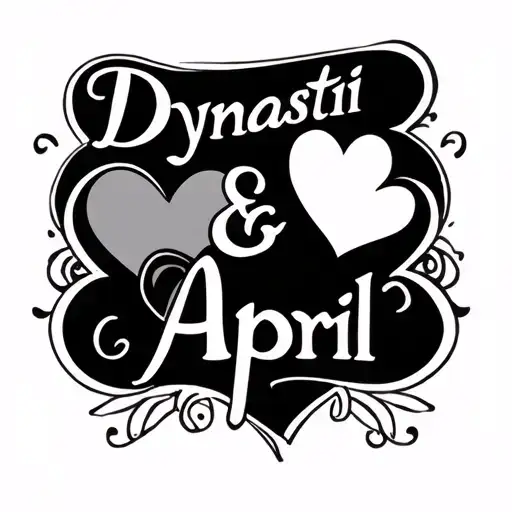 "Dynasti & April" name tattoo design hearts tattoo design idea