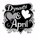 "Dynasti & April" name tattoo design hearts tattoo design idea