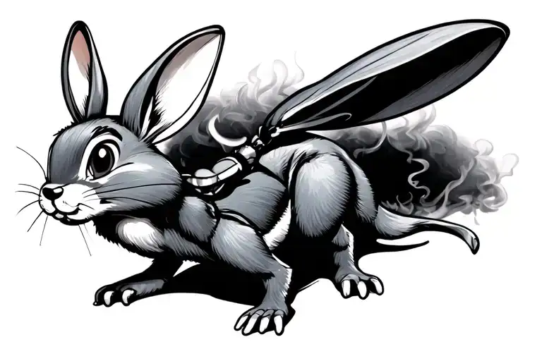 smoking bugs bunny tattoo design idea