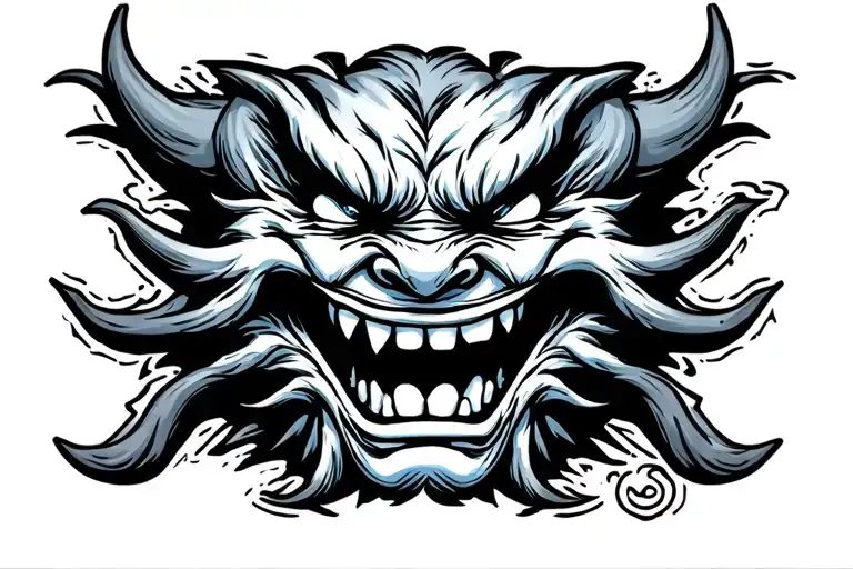 LAUGHING DEMON FACE tattoo design idea