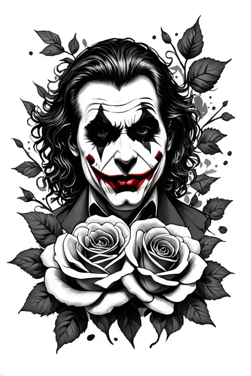 Joker and roses tattoo design idea