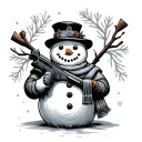 armed snowman tattoo design idea