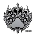 "Kaiser" paw print tattoo design idea