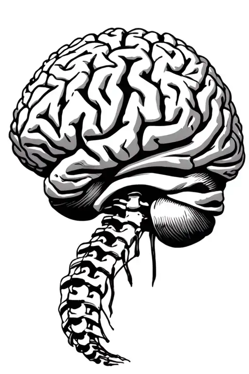 Brain nervous system spine tattoo design idea