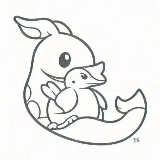 lapras and piplup tattoo design idea
