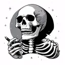skull design for a dreamer partying skeleton holding tattoo design idea