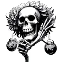 skull design for a dreamer partying skeleton holding tattoo design idea