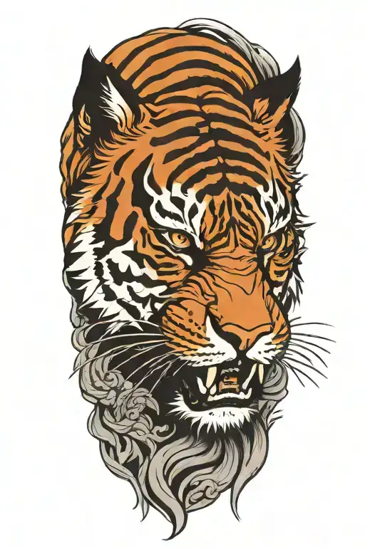 japanese tiger head tattoo design idea