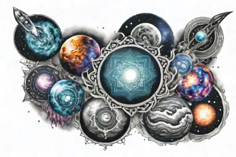 Chakra Planets Galaxy Universe HandOfGod tattoo design idea