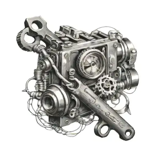 tools intertwined tattoo design idea