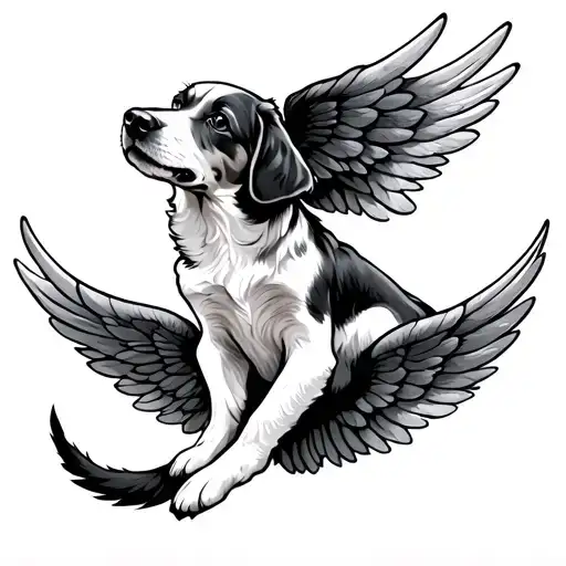 dog paws and wings spread tattoo design idea