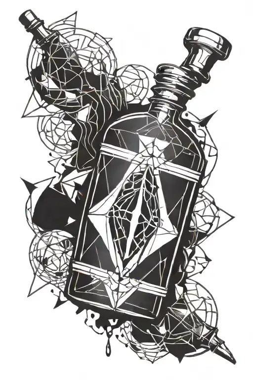 broken poison bottle tattoo design idea