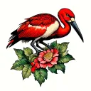 Scarlett ibis bird tattoo design idea