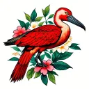 Scarlett ibis bird tattoo design idea