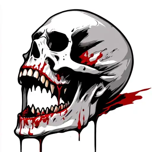 vampire skull with bloody teeth  tattoo design idea