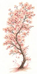 cherry blossom tree with falling pedals  tattoo design idea