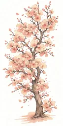 cherry blossom tree with falling pedals  tattoo design idea