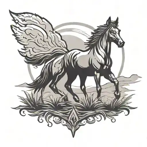 Horse and coyote silhouette tattoo design idea